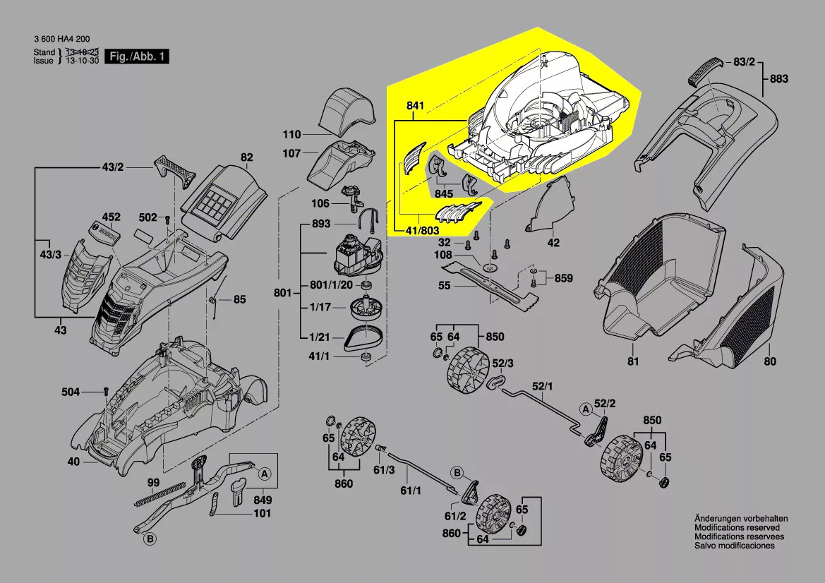 chassis tondeuse réf. F 016 104 400 Bosch